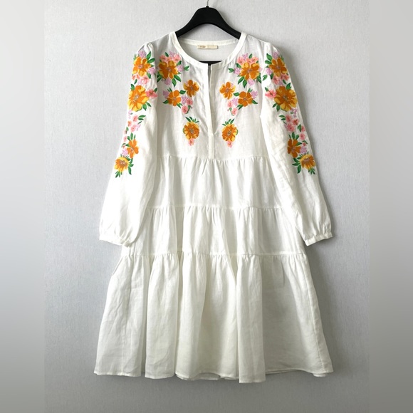 Maje Floral Embroidered Linen Dress - Picture 3 of 16